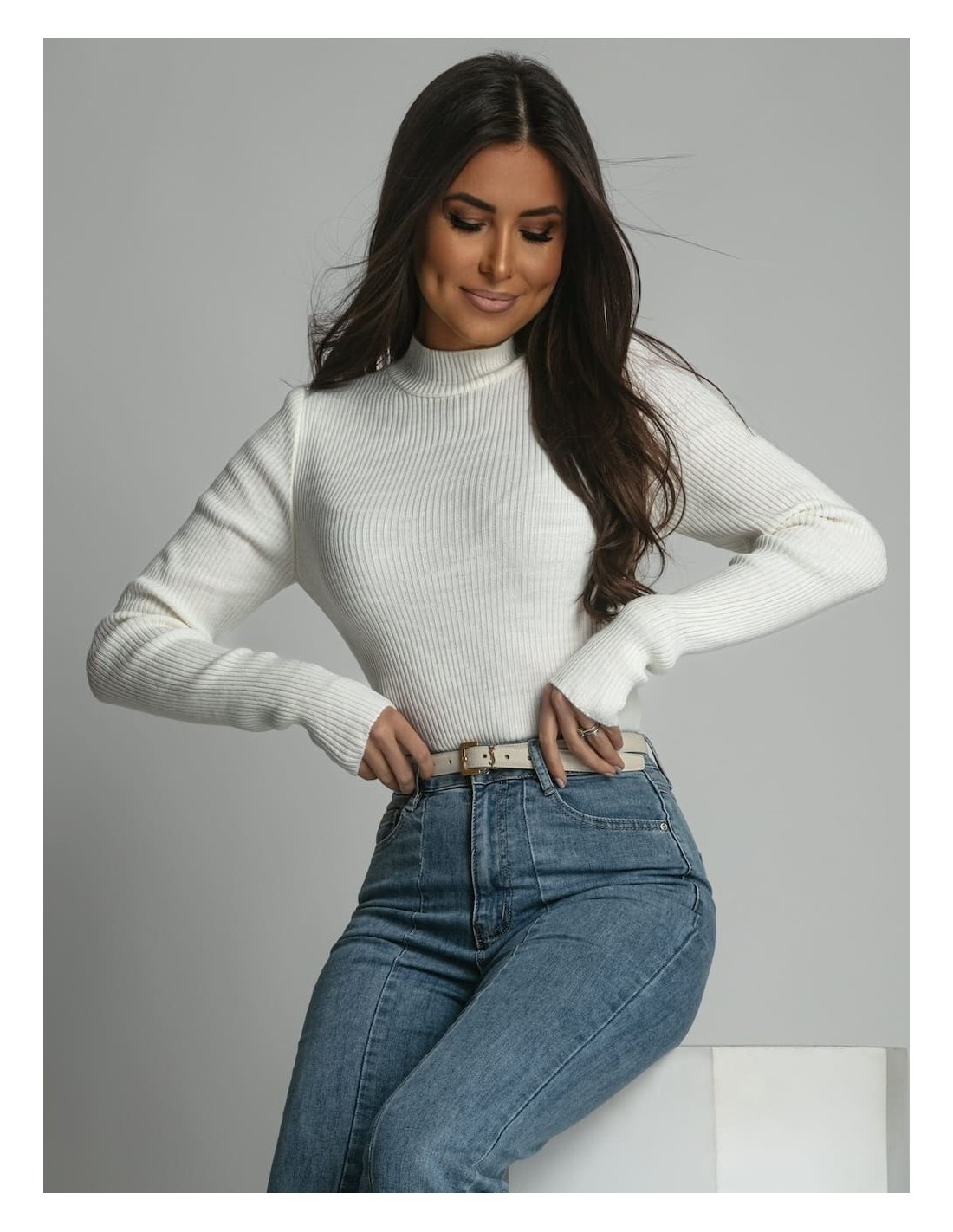 Women\'s fitted cream turtleneck 3212024 - Online store - Boutique